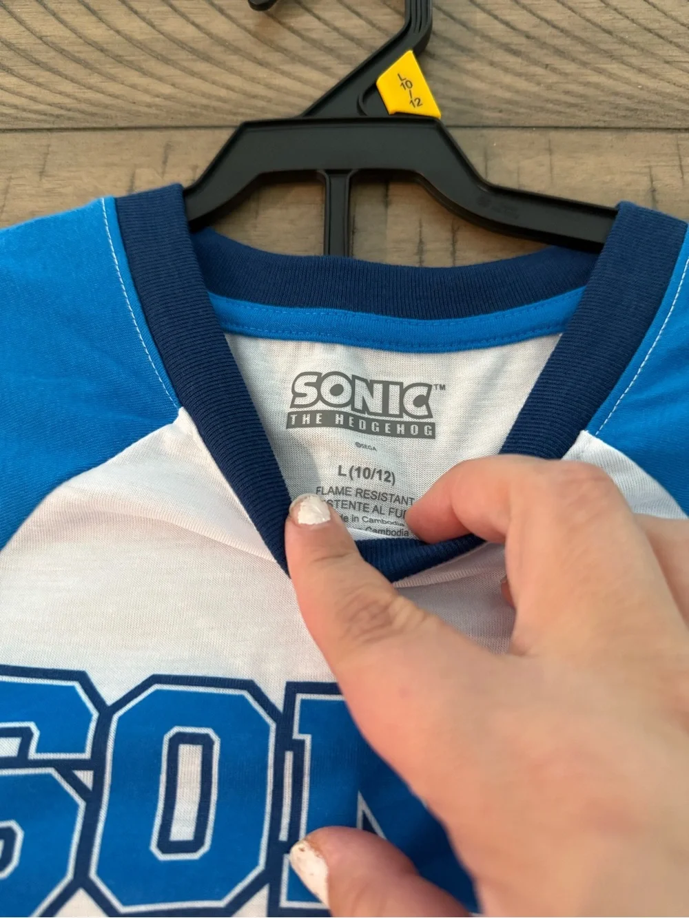 Sonic the Hedgehog Blue Raglan Kids Pajama Matching Set - L (10/12)-NWT